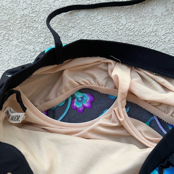 CAROL WIOR One Piece Swimsuit Floral Underwire Bra Loose fit top Spaghetti strap - Picture 7 of 7